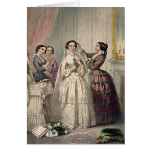 Bruden som inristas av J. Battannier, 1852-53 Hälsningskort
