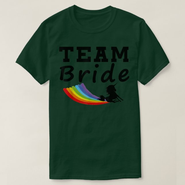 Brudens enhörning regnbåge HBTQ rolig  T Shirt (Design framsida)