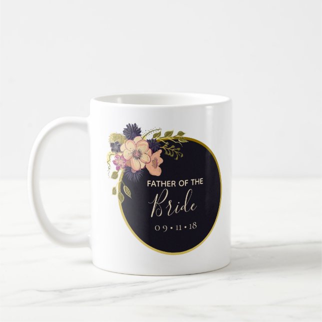 Brudens far Blommig rosenskär akvarell vinter Kaffemugg (Vänster)