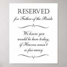 Brudens Far Himmel Minnes Reserverad Bröllop Poster