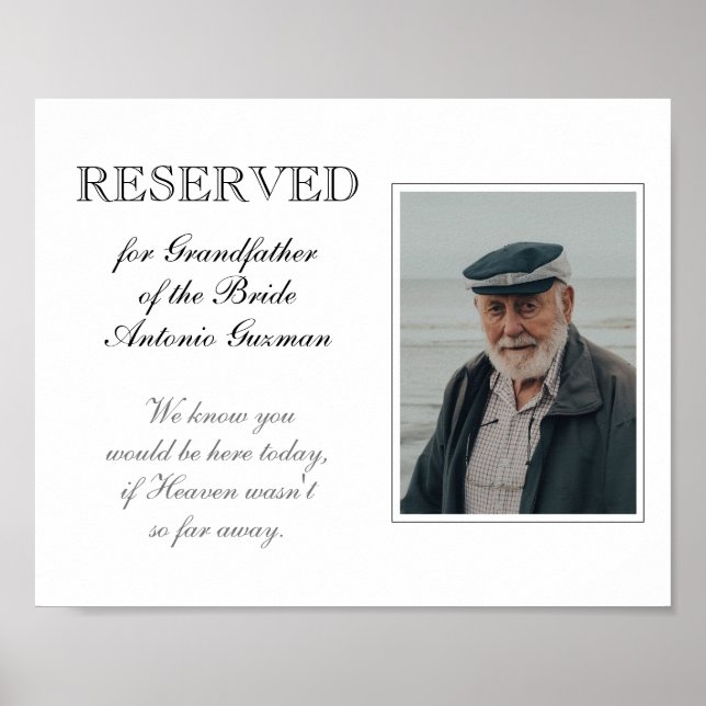 Brudens farfar minnesfoto bröllop poster (Framsidan)