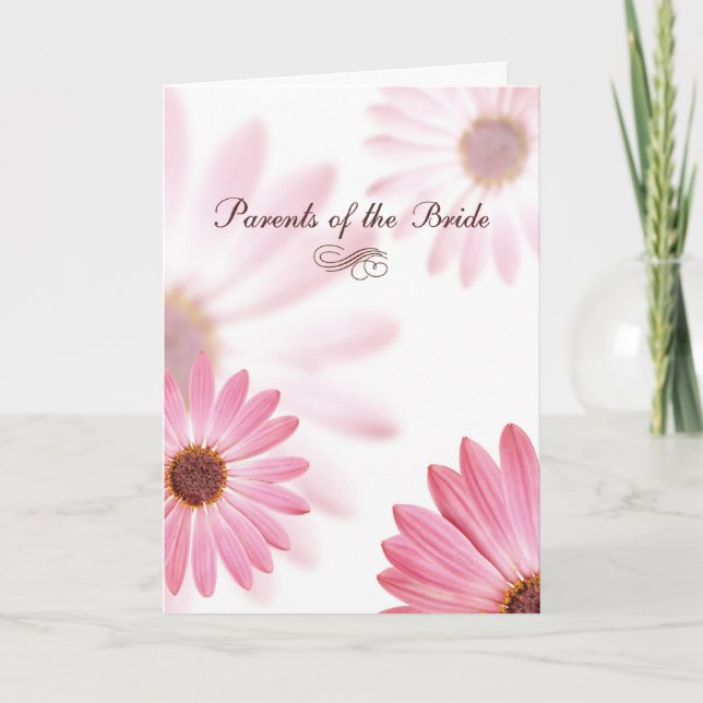 Brudens Föräldrar Grattis Rosa Prästkragar Kort (Framsida)