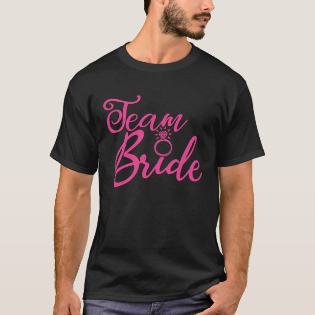 Brudens Lag Henparty Rosa Bröllop Grupp M T Shirt (Framsida)