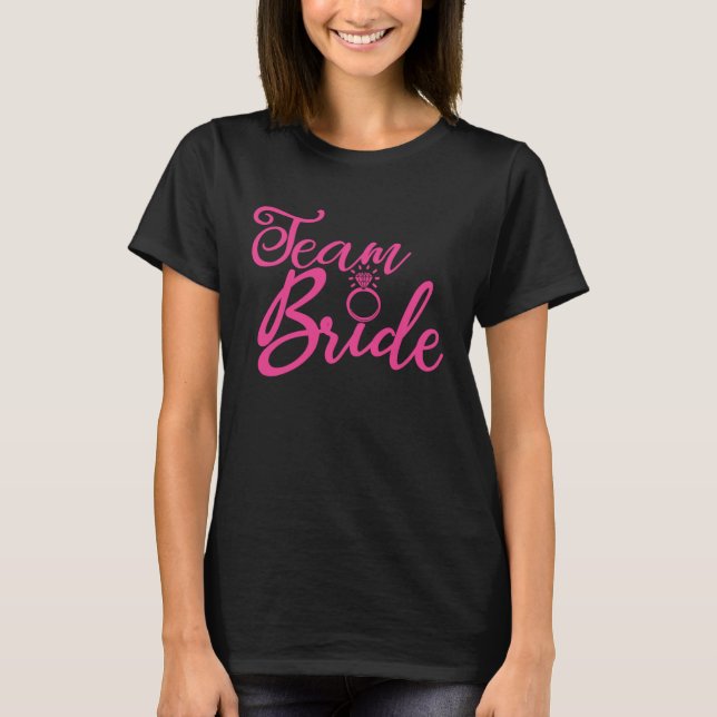 Brudens Lag Henparty Rosa Bröllopsgrupp M T Shirt (Framsida)
