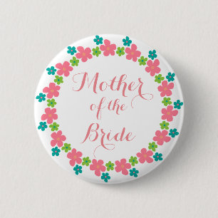 Brudens Mor Blommig Kalligrafi Bröllop Knapp