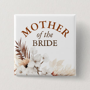 Brudens mor - Boho Terrakotta Vita Blommor Knapp