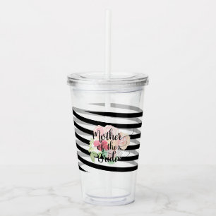 Brudens mor Bröllop Vattenfärg Blommig Monogram Take Away Mugg