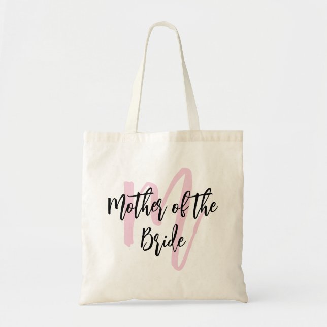 Brudens Mor Bröllopsdag Rosa Monogram Tygkasse (Framsidan)