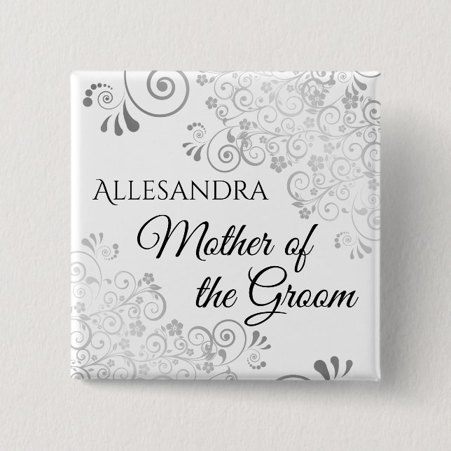 Brudens Mor Namnskylt Silverdekoration Knapp (Framsida)