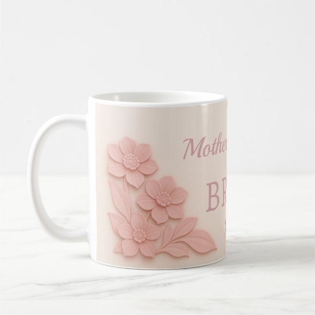 Brudens Mor Rosa Blommig Kaffemugg (Vänster)
