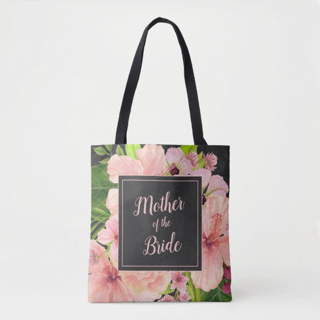 Brudens Mor Tropisk Rosa & Persikorosa Blommig Tygkasse (Framsida)