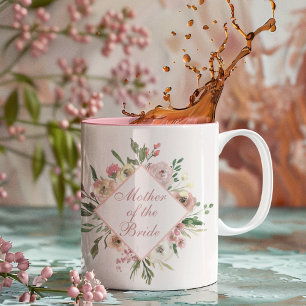 Brudens Mor Vacker Blommig Rosa Chic Två-Tonad Mugg