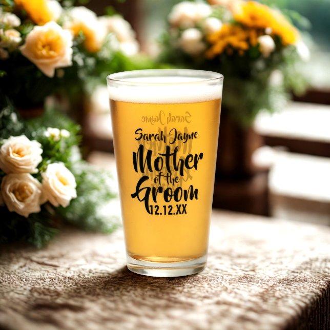 Brudens mors bröllopspresent födelsedagsglas glaskopp (Treat the Mother of the Groom to this glass with her name and your wedding date)