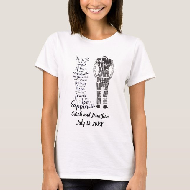 Brudens och brudgummens bröllopslöfte T-shirt (Framsida)
