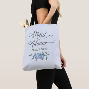Brudens sida Blue Blommigt Maid of honor Anpassnin Tygkasse