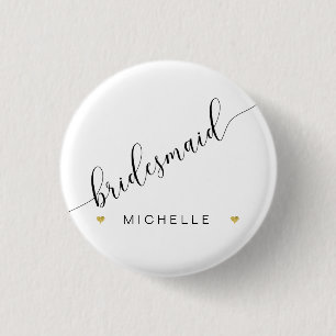Brudens sida Bridesmaid Script Simple Modern Heart Knapp