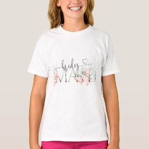 Brudens sida & Bridesmaid T-shirt Blommigt Bröllop