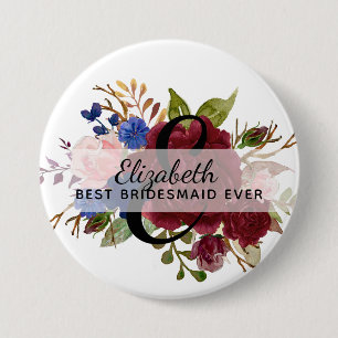 Brudens sida Bridesmaids Gift Burgundy Blue Named Knapp