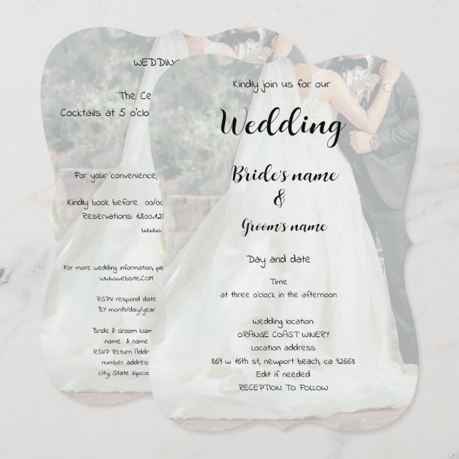 Brudens sida firande inbjudningar (Fram/baksida)