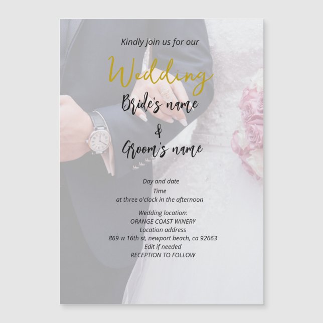 Brudens sida firande magnetisk inbjudningskort (Framsida)