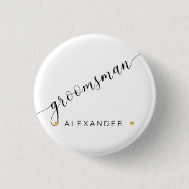 Brudens sida Groomsman-skript Enkel modern Guld Knapp