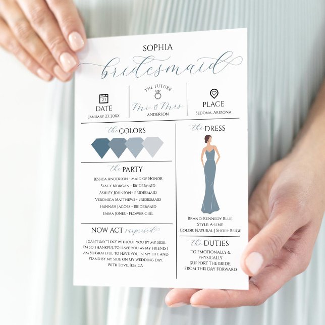 Brudens sida Info Card blir min bridesmaid Inbjudningar (Skapare uppladdad)