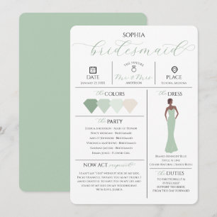 Brudens sida Info Card blir min bridesmaid Inbjudningar