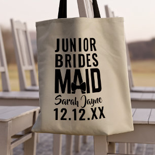 Brudens sida Junior Bridesmaid Bröllop Tote Bag Tygkasse