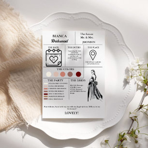 Brudens sida-kort för Modern Bridesmaid-info-kort Inbjudningar