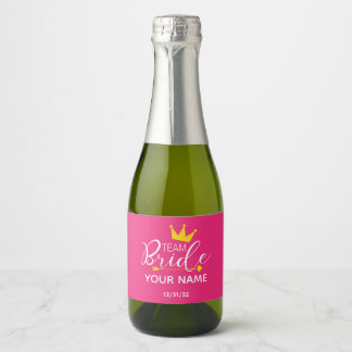 Brudens sida Mini Sparkling Vin etikett Shock rosa