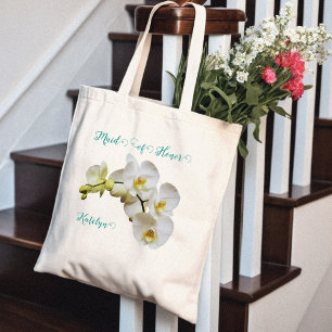 Brudens sida Orchids Bröllop Gift Tote Bag Tygkasse