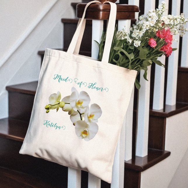 Brudens sida Orchids Bröllop Gift Tote Bag Tygkasse (Skapare uppladdad)