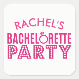 Brudens sida Rosa Bachelorette Party Stickers Fyrkantigt Klistermärke