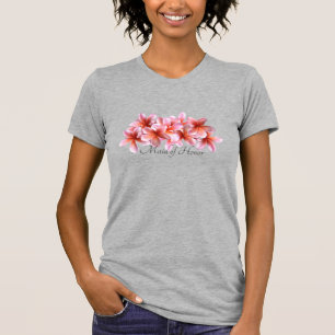 Brudens sida Rosa Plumeria Hawaiian Flowers T Shirt