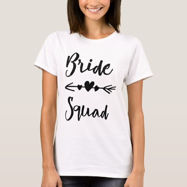 Brudens sida-skjortor, bridesmaider, Bride Squad T-shirt (Framsida)