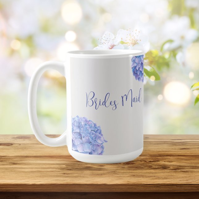 Brudens sida Watercolor Blue Hydrangea Kaffemugg (Skapare uppladdad)