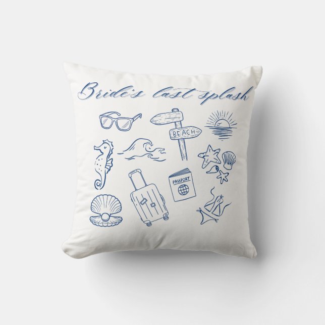Brudens Sista Dyks Design | Ocean Strand Bröllopsf Kudde (Framsida)