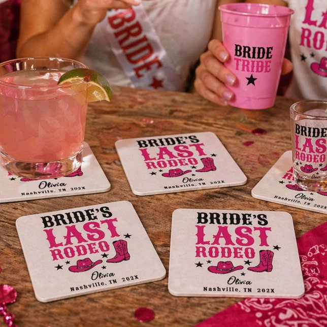 Brudens Sista Rodeo Western Möhippa Fest Underlägg Papper Kvadrat (Skapare uppladdad)