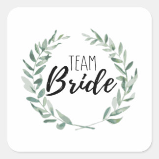 Brudens team fyrkantigt klistermärke