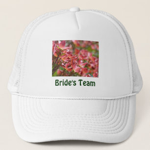Brudens Team hattar Whtie Rosa Blommig Bröllop Par Keps