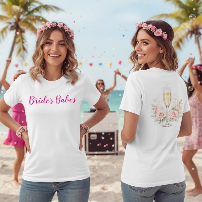 Brudens tjejer Rosa champagne möhippa T Shirt (Skapare uppladdad)