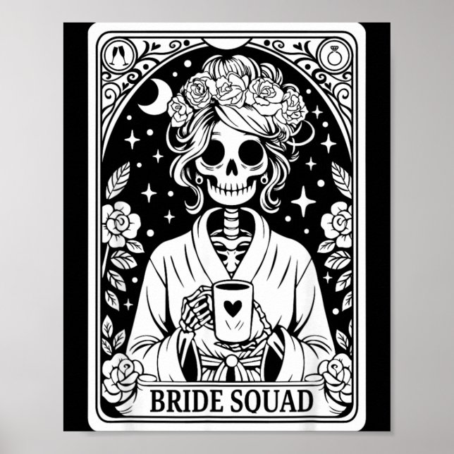 Brudgäng Skelett Bröllop Bachelorette Gotisk Poster (Framsidan)