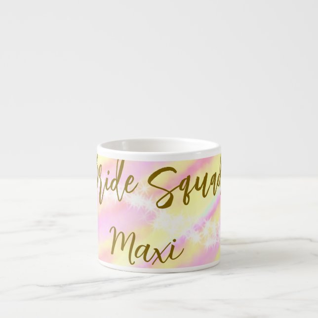 Brudgrupp gyllene pastell rosa färgglitter br espressomugg (Framsidan)