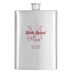 Brudgrupp lägg till namn monogram brudtärna rosa d fickplunta