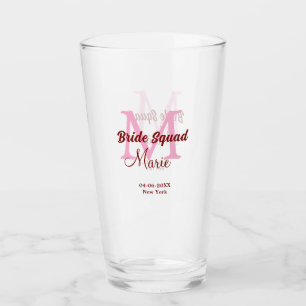 Brudgrupp lägg till namn monogram brudtärna rosa d glaskopp