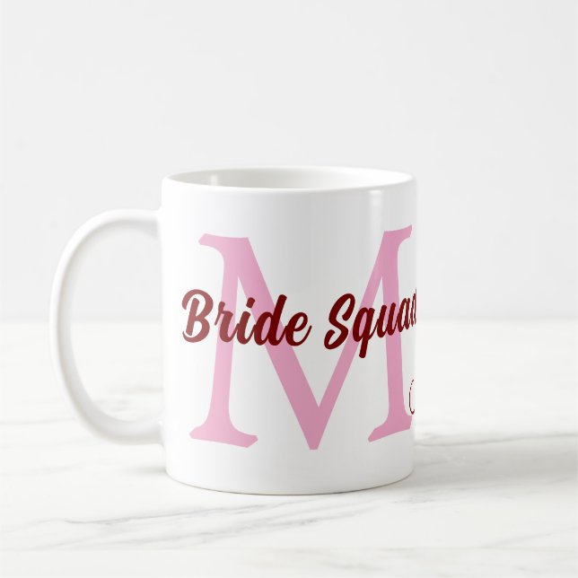 Brudgrupp lägg till namn monogram brudtärna rosa d kaffemugg (Vänster)