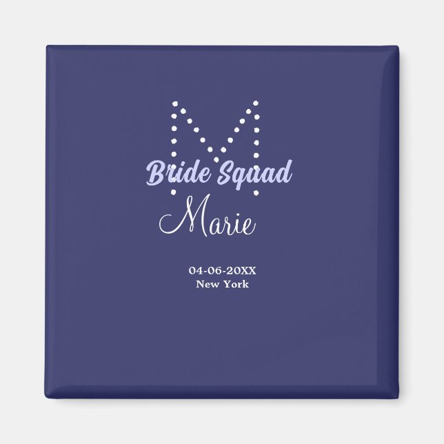 Brudgrupp lägg till namnmonogram brudtärna lila vi magnet (Framsidan)