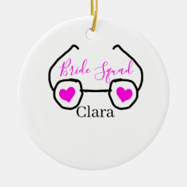 Brudgrupp rosa svarta googles hjärta brudtjej julgransprydnad keramik
