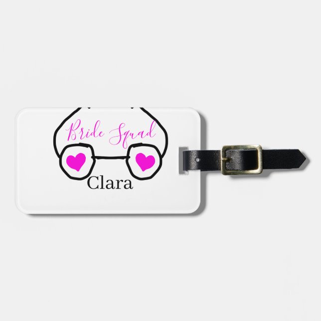 Brudgrupp rosa svarta simgoggles hjärta brudtjej  bagagebricka (Horisontell Framsida)