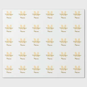 Brudgruppen monogram gyllene bröllopsdusch enkel  presentpapper